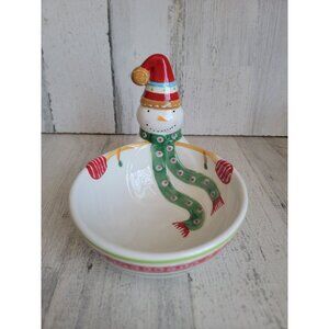 Pier 1 snowman snack bowl candy xmas home decor